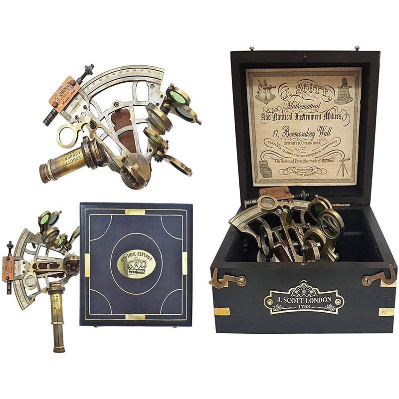 Brass Sextant Large Brass Navigation Instrument Sextant Navigation Marine Sextant in Hardwood Gift Box