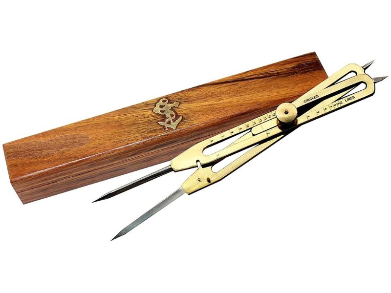 Solid Brass Proportional Divider 9 Inch – Professional Drawing Tool for Artists, Architects & Designers – Vintage Antique Style Brass with Steel Points – Precision Geometry & Drafting Tool Gift