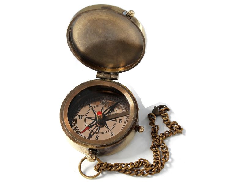 Engraved Brass Pocket Calendar Compass | Vintage Nautical Maritime Instrument Replica | Antique Finish Compass for Camping, Travelling, Home Décor, Collectible Gift for Kids & Family