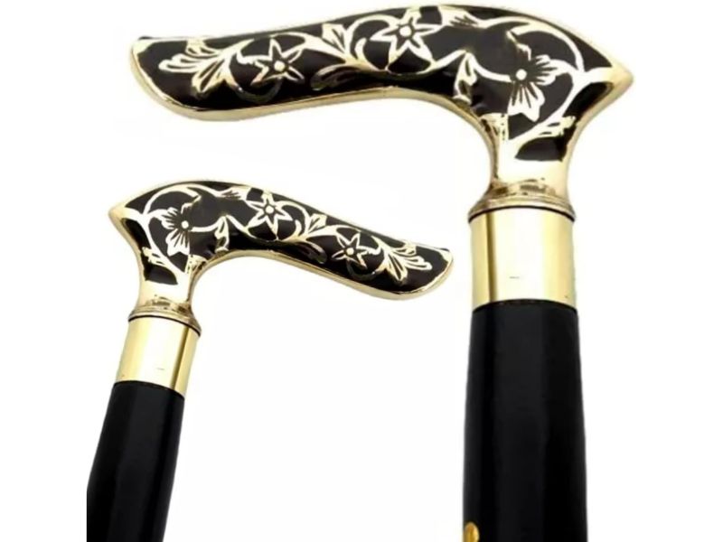 Brass Walking Solid Vintage Designer Victorian Simple Wooden Cane Antique Style Folding Walking Stick 36\