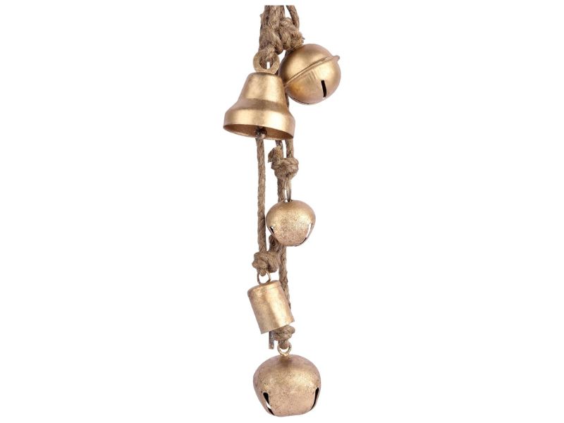 Rustic Cow Bells Wind Chime – Tibetan Style Hanging Metal Bells with Jute Rope | Relaxing Sound for Home, Garden, Balcony, Patio & Holiday Decor | Vintage Handmade Gift