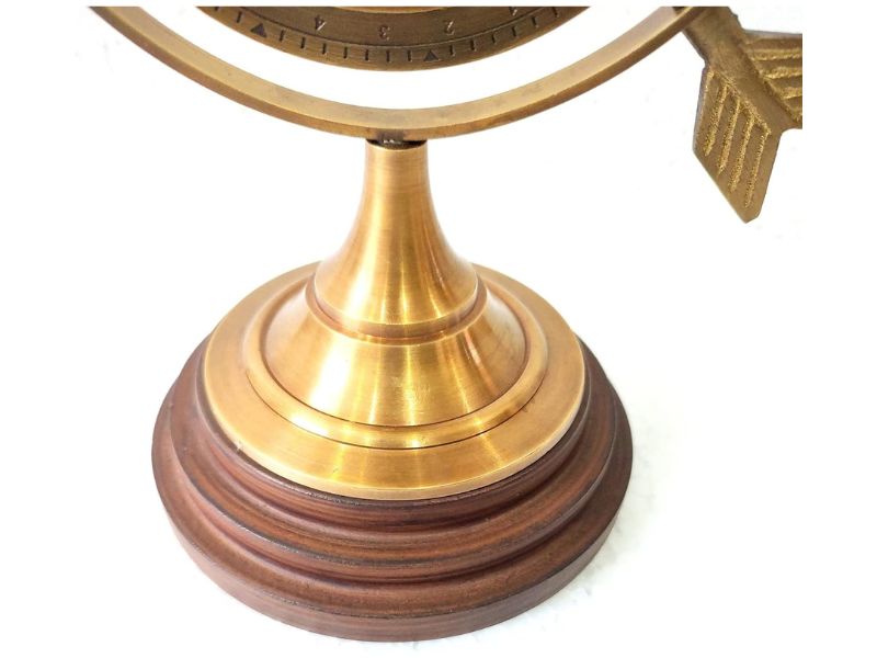Brown Antique Brass Armillary Globe 12 Inch | Nautical Brass Sphere with Wooden Base | Handcrafted Lobe Armillary Showpiece | Vintage Celestial Globe Home Office Study Decor Gift