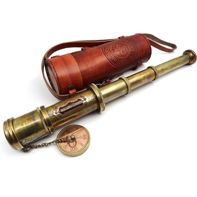 Nautical Brass 18 inches Antique Telescope/Spyglass Replica with Leather Box -Dollond London&amp;#039;s telescope