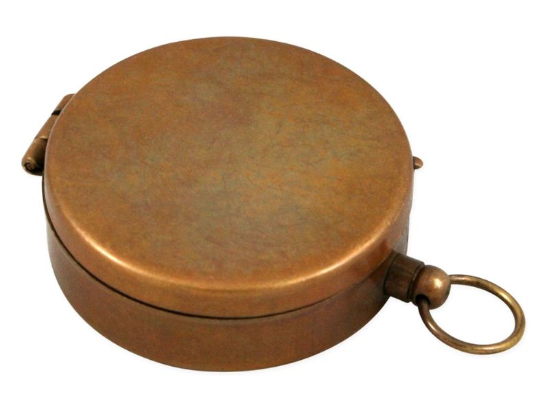 Antique Brass Pocket Compass with Hinged Lid – Vintage Bronze Finish Navigation Compass for Hiking, Camping, Outdoor Adventure & Gifts