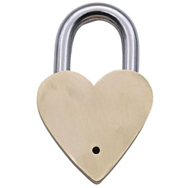 RIIZXY026C handmade 3.25 inches heart shape brass lock