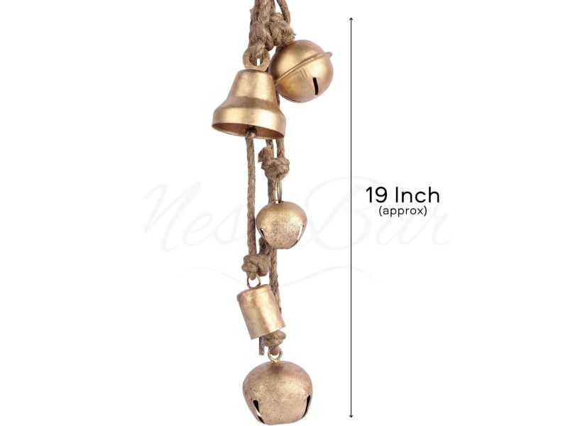 Rustic Cow Bells Wind Chime – Tibetan Style Hanging Metal Bells with Jute Rope | Relaxing Sound for Home, Garden, Balcony, Patio & Holiday Decor | Vintage Handmade Gift