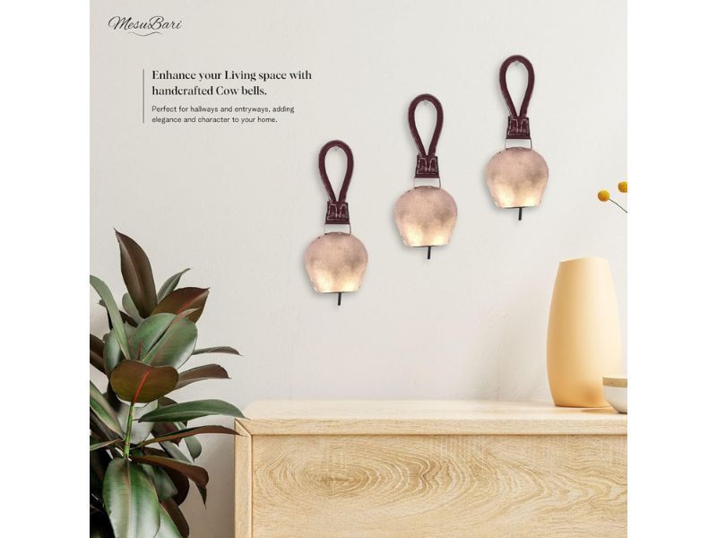 Handmade Swiss Cow Bell Rustic Antique Door Chime and Wind Chime Decoration for Weddings Festivals Home Entryway Indoor Outdoor Use