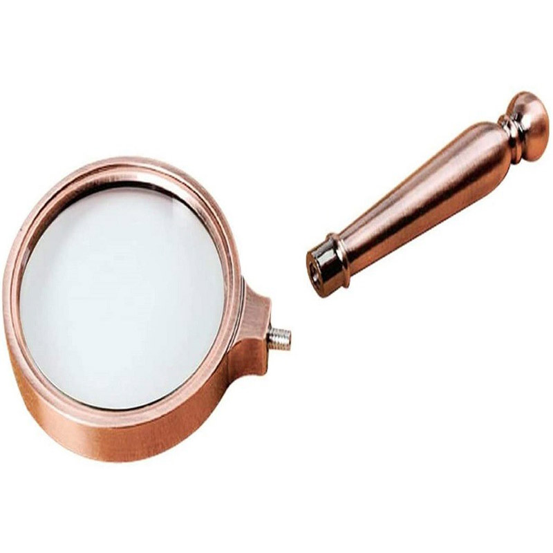  10X Handheld Magnifier with Metal Handle Golden,80mm Reading Magnifying Glass for Map, Newspaper, Documents, Labels, Failing Vision, Fire Starting, Jewelry, Crafts, Best Gifts for Seniors Kids