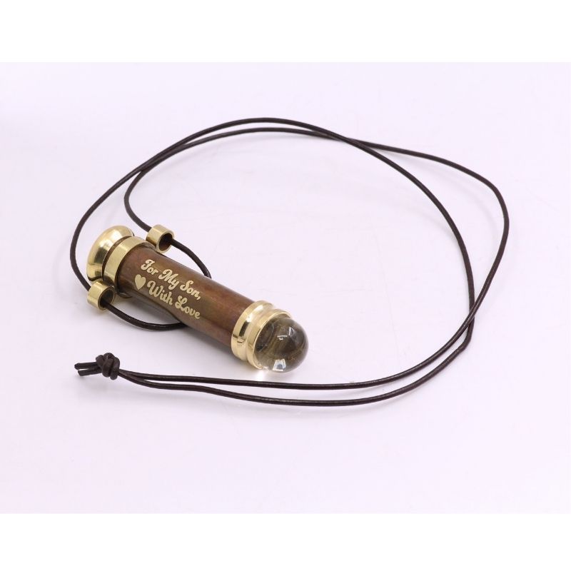 Handcrafted Brass Teleidoscope Pendant Necklace – Vintage Optical Art Jewelry