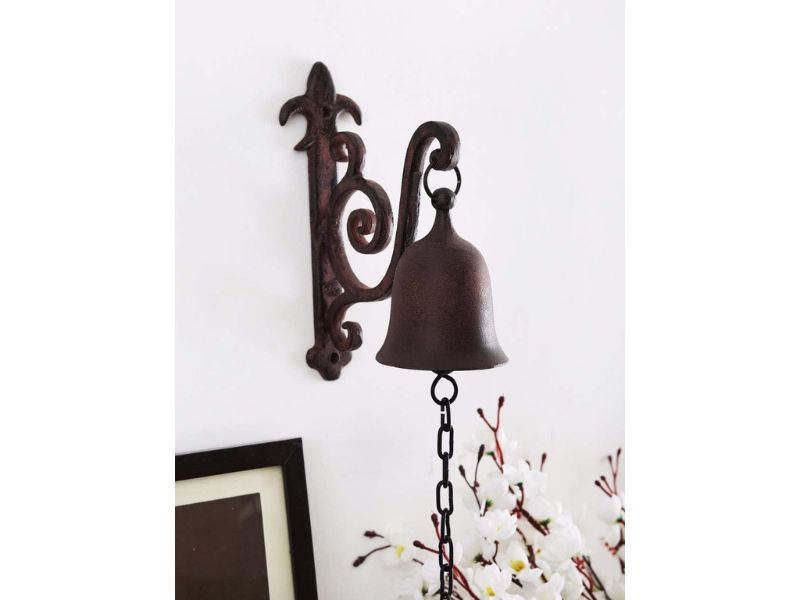 Vintage Cast Iron Dinner Bell – Rustic Entry Door Bell for Outdoor & Indoor Use, Wall Mounted Antique Farm Bell for Front Gate, Porch, Garden & Home Décor