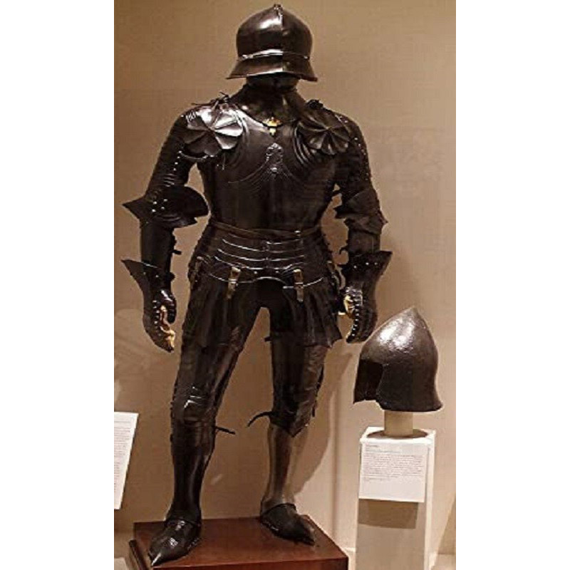 Medieval Warrior Knight Gothic Full Suit of Armor Blackened Cuirass Body Armor