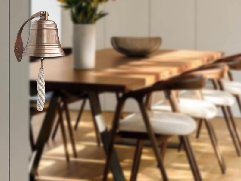 Solid Antique Brass Ship Bell – Wall Mounted Marine Hanging Bell for Dinner, Bar, School, Outdoor, Indoor, Reception, Church & Last Order – Handmade Nautical Decor Gift