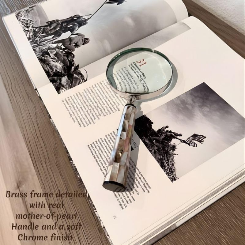  Magnifying Glass with Mother of Pearl Handle, Handheld 10x Magnifying Glass Lens, Antique Magnifier, Reading, Inspection, Coin &amp;amp;amp; Stamp, Astrologer, Low Sight Elderly Collectible Décor Gift 4