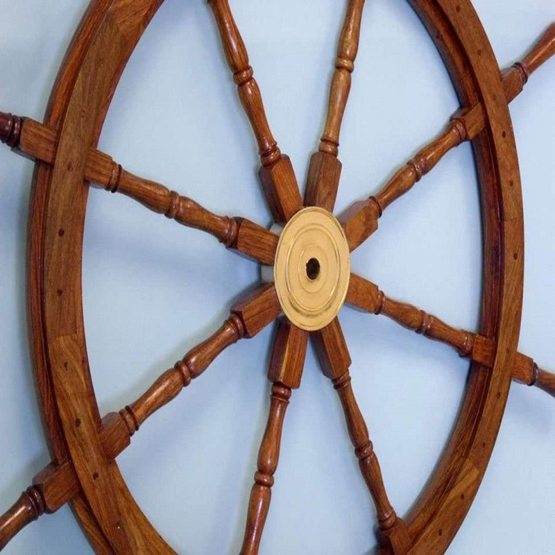 Deluxe Class Wood and Brass Decorative Ship Wheel - Nautical Home Decoration - Nautical Gifts, 48 Inches