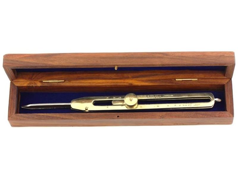 9-Inch Brass Proportional Divider with Wooden Box – Precision Drafting, Navigation & Art Tool – Engraved Scale Divider for Artists, Engineers, Architects, Mariners