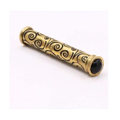 Handmade Brass Teleidoscope with Wooden Display Stand, Vintage Kaleidoscope for Adults, Unique Collectible & Gift Item