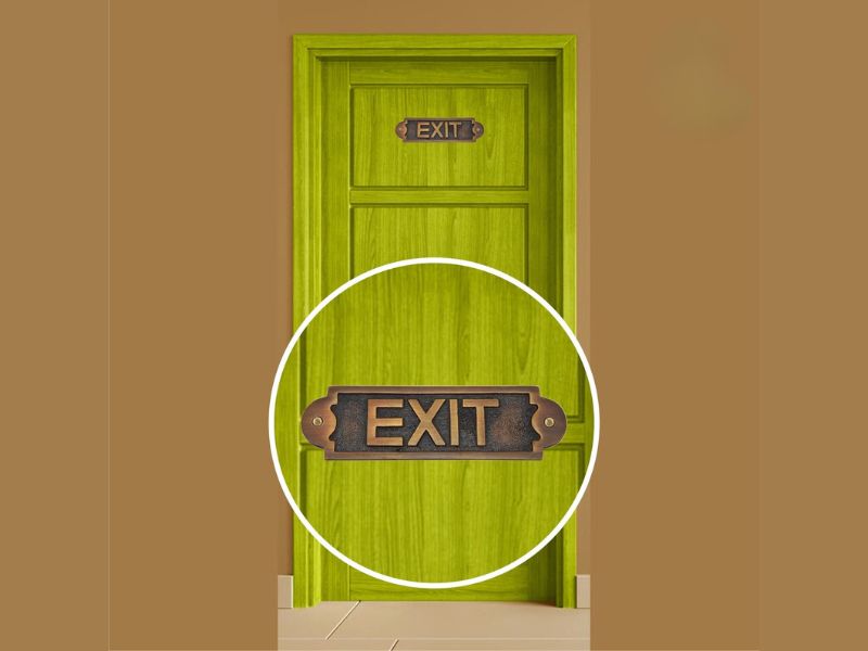 Antique Brass EXIT Door Sign Plaque – Vintage Cast Metal Wall Plate for Home, Office, Pub, or Restaurant – Classic Rustic Finish, Handmade Decorative Sign – Easy Mount with Screws Included