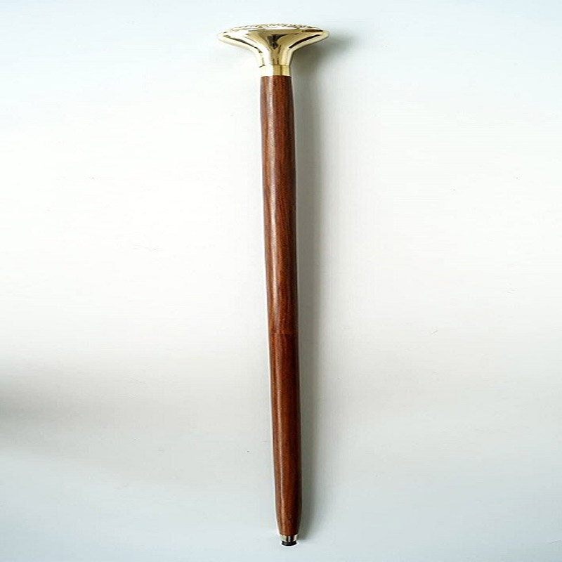 Collectible Solid Brass Ship Designer Handle With Golden Finish Walking Stick Wooden Cane