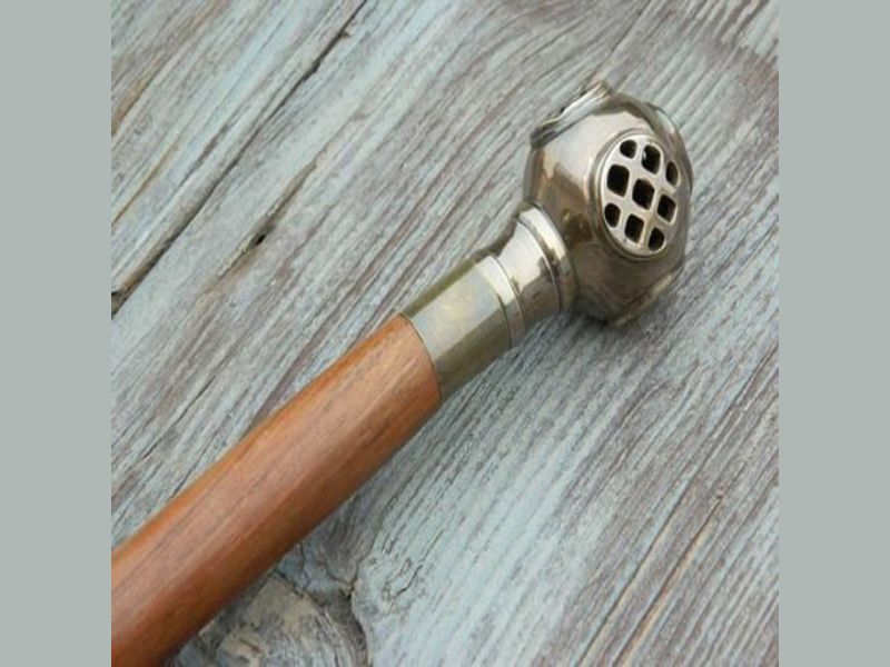 Antique Brass Diving Helmet Handle Walking Cane – Vintage Nautical Style Wooden Stick for Men & Women – Handcrafted Decorative Brass Handle Cane, Collectible Gift for Walking & Display