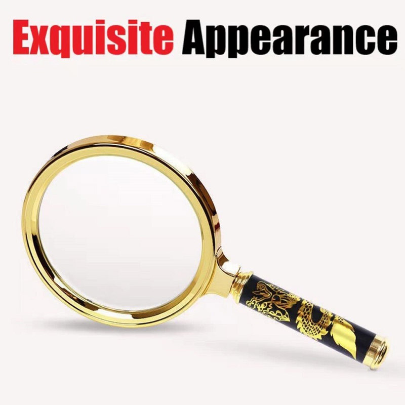 10x Magnifying Glass for Reading, 90mm Magnifying Glasses, with Removable Classical Texture Handle and Metal Frame, for Reading and Outsdoor Investigation