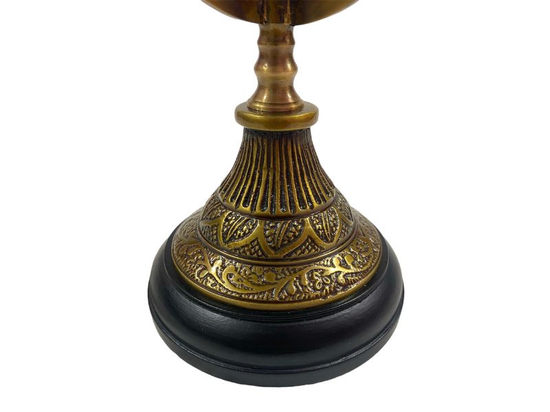 Antique Brass Armillary Sphere Globe with Zodiac Engravings | 8-Inch Celestial Globe Astrolabe | Vintage Nautical Decor with Rosewood Base | Handmade Collectible Gift for Home Office Desk