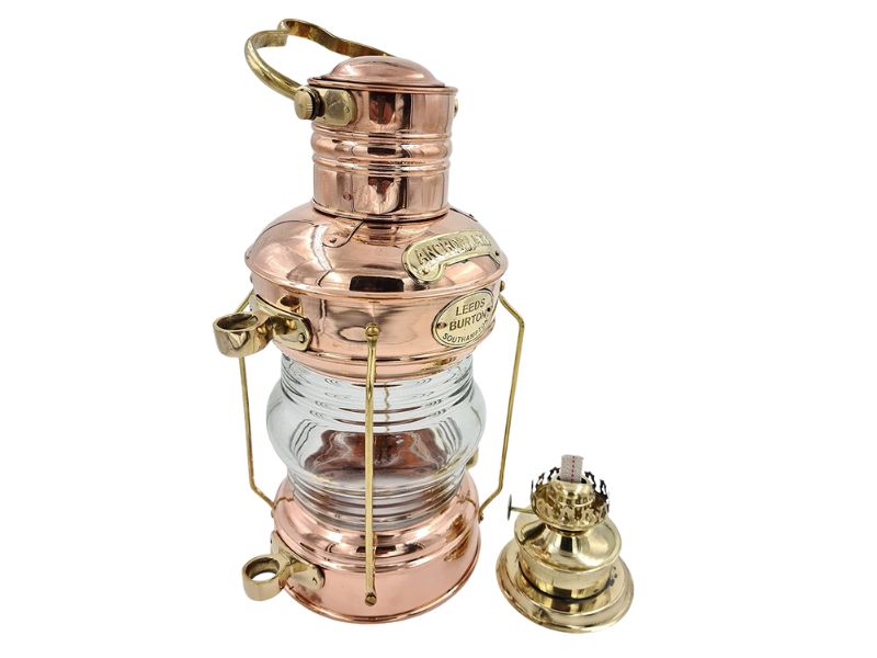 Antique Copper Hanging Maritime Ship Lantern Kerosene Oil Lamp Leeds Burton Nautical Camping Ship Lantern Brass Oil Lamp