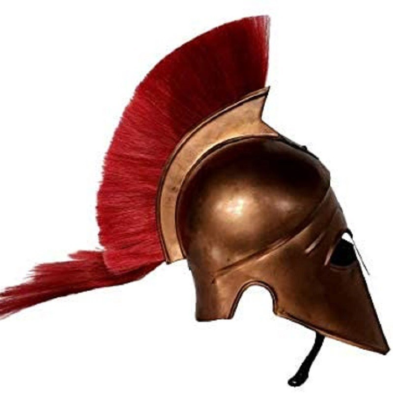 Medieval Warrior Greek Corinthian Helmet Armor Knight Spartan Replica Helmet with Blonde Plume Steel