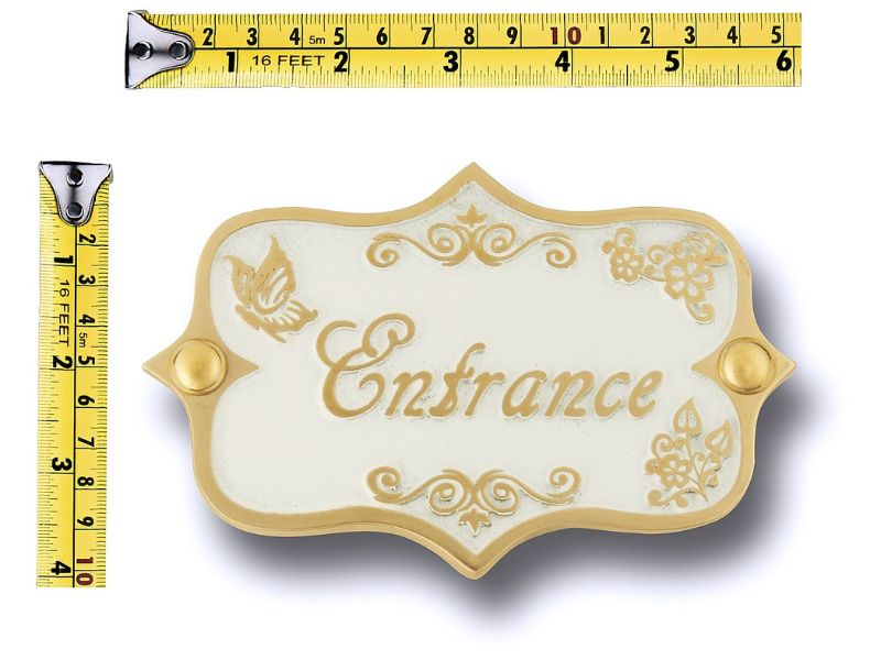 Entrance Brass Door Sign – Vintage Shabby Chic Style Wall Plaque for Home Décor – Handmade Solid Brass “Entrance” Name Plate – Antique Finish Rustic House Door Decoration