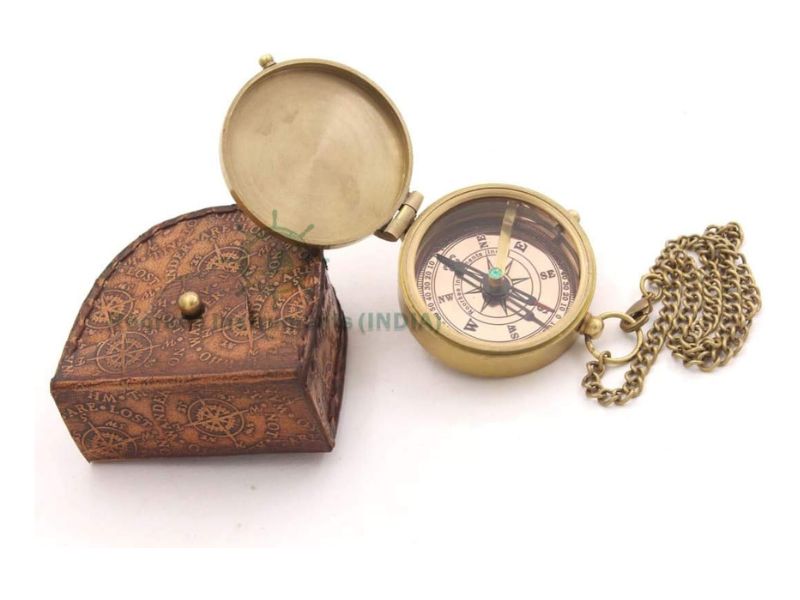 Engraved Brass Pocket Compass with Leather Case – “So You Will Always Be Able to Find Your Way Home” – Vintage Nautical Compass Gift for Son, Husband, Graduation, Anniversary