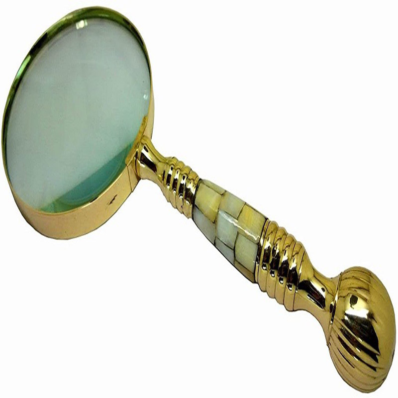 10 Inches Huge Victorian Style Brass and Mother-of-pearl 4 inches lens diameter