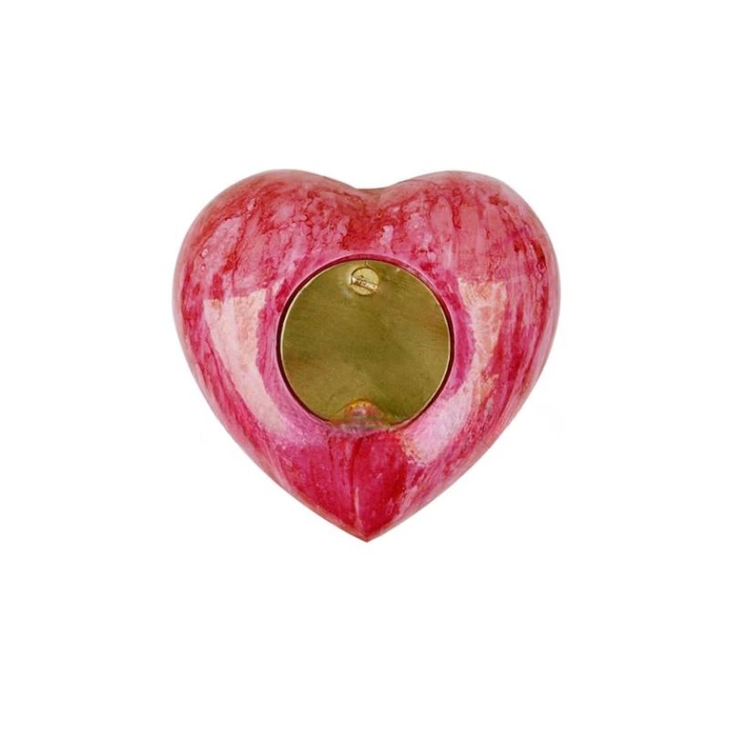 Marble finish, Brass made pink Heart Keepsake Cremation Urn for human ashes