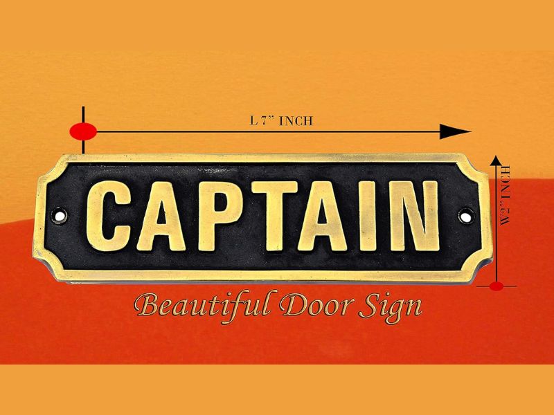 Vintage Handmade Solid Brass “CAPTAIN” Door Sign | Nautical Antique Wall Plaque for Office, Cabin, Boat, or Home | Vintage Brass Nameplate | Maritime Decor Gift | Polished & Lacquered Finish