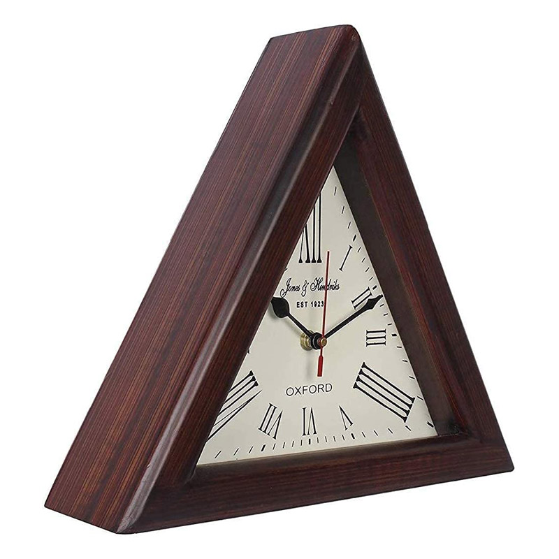 Triangle Wood Designer Large Wall Clock (Brown, 12 Inch)