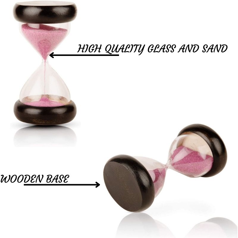 4-6 Minute Hourglass Sand Timer Clock with Sparkling Pink Sand 5.5&quot; Wooden &amp; Brass Vintage Antique Style Nautical Collectors Gift Decorative Souvenir Unique Creative Gifts for Home Office Study Desk