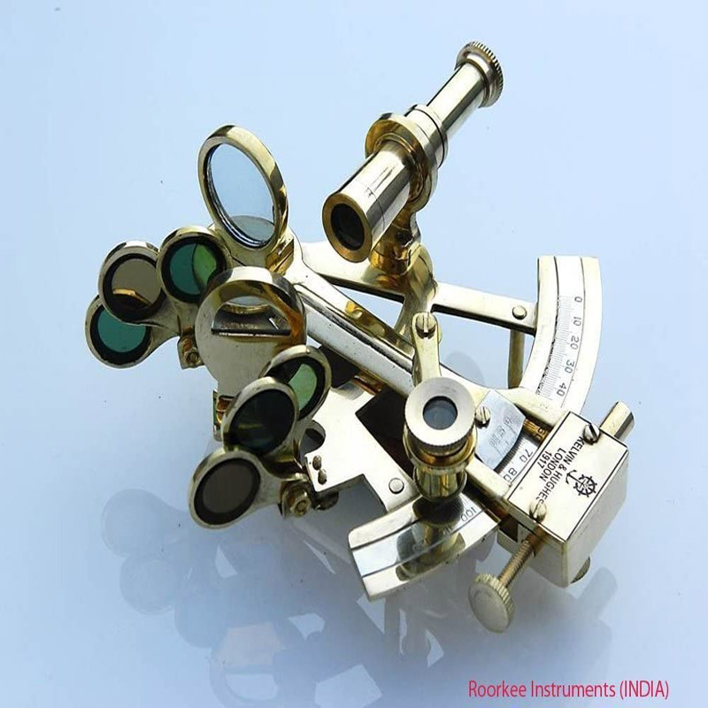 Pocket Sextant Kelvin Hughes London Nautical Brass, Navy Sailors Brass Sextant, Celestial Navigation, Determine Latitude Longitude, with Rose Wooden Box, Galactic Gifting