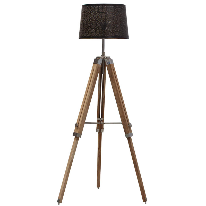 Classic Wood Tripod Floor Lamp Home Decor Lamp with Shade and Bulb