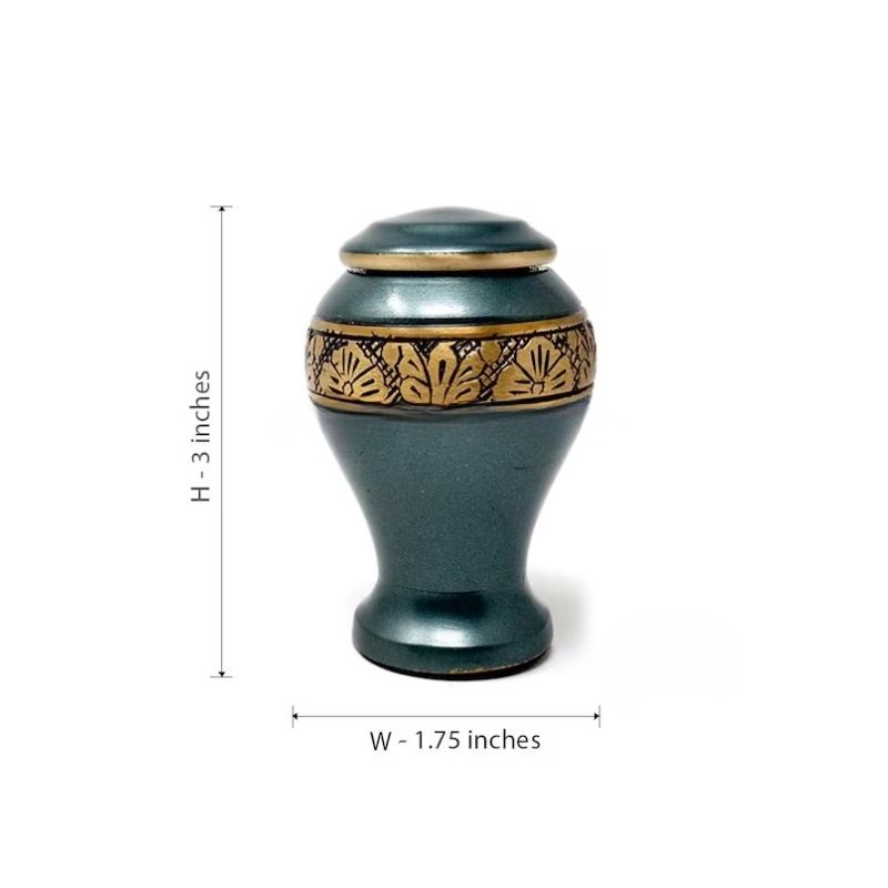 Green Classic Leaf Band Keepsake Urn Small container for Funeral Ashes
