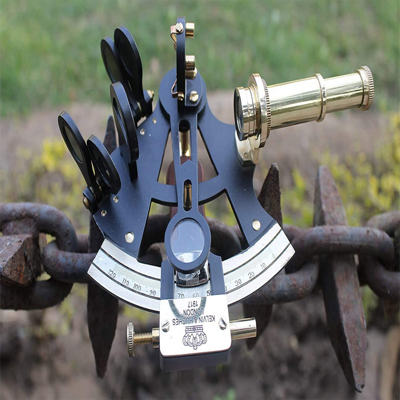 Sextant 5 Inches Solid Brass with Black Powder Coat Finish Nautical Ship Instrument