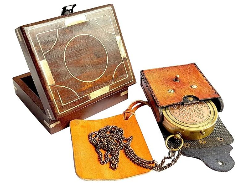 Rumi’s Brass Seek Compass with Leather Pouch & Gift Box – Inspirational Quote Compass for Graduation, Confirmation, Anniversary, Birthday, Valentine, New Year, Corporate Gifts, Adventure Keepsake