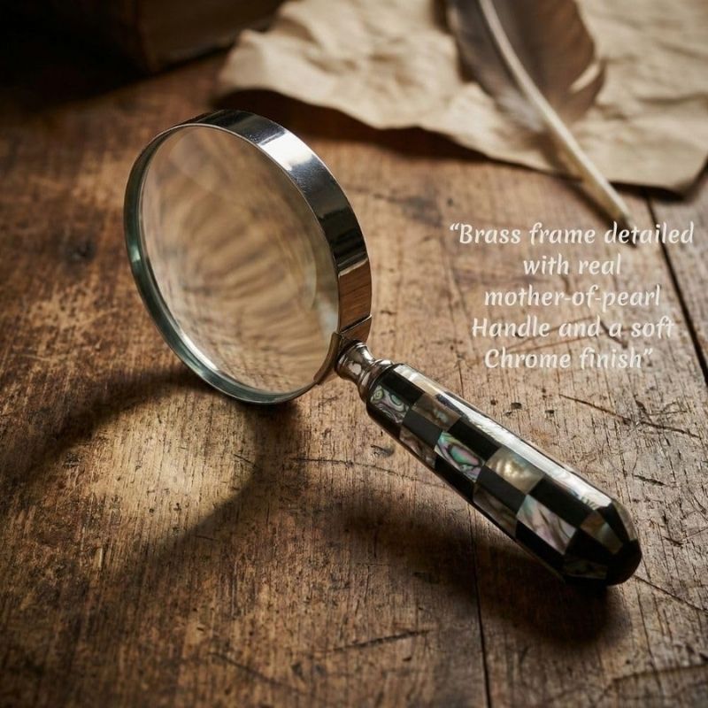 Magnifying Glass with Mother of Pearl Handle, Handheld 10x Magnifying Glass Lens, Antique Magnifier, Reading, Inspection, Coin &amp;amp; Stamp, Astrologer, Low Sight Elderly Collectible Décor Gift 4