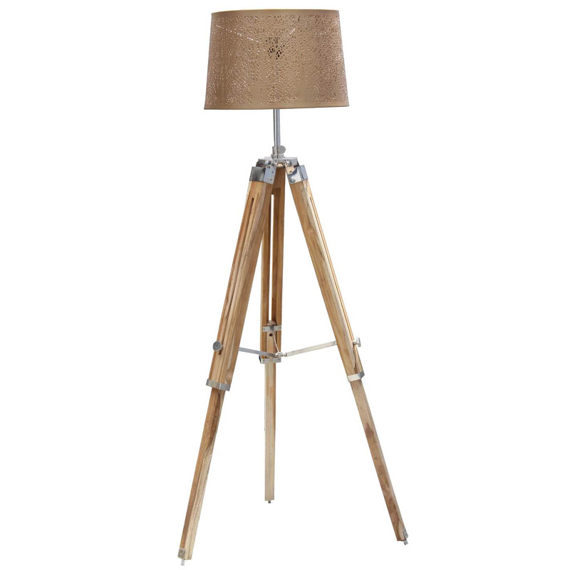 Classic Wood Tripod Floor Lamp Home Decor Lamp with Shade and Bulb