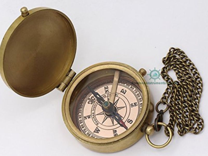 J.R.R. Tolkien “Not All Those Who Wander Are Lost” Brass Compass with Leather Case, Vintage Nautical Sundial Compass, Inspirational Quote Gifts for Men, Graduation, Adventure, Travel Keepsake