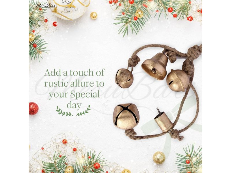 Rustic Cow Bells Wind Chime – Tibetan Style Hanging Metal Bells with Jute Rope | Relaxing Sound for Home, Garden, Balcony, Patio & Holiday Decor | Vintage Handmade Gift