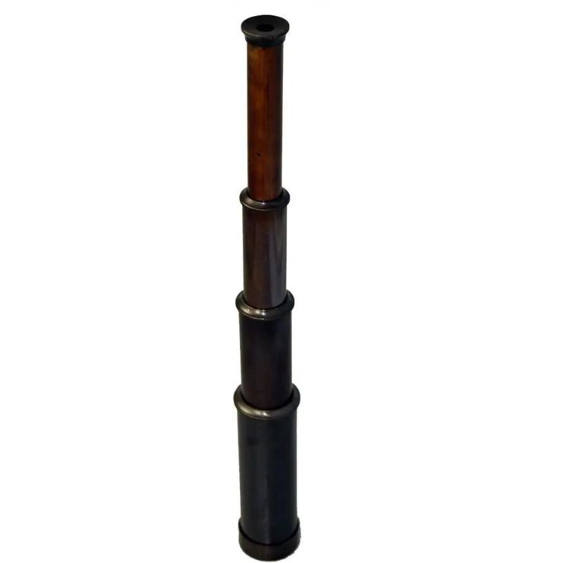 Captains&#039; Antiqued Brass Telescope Blackened Finish, 15 inch Fully Extended Brass Telescope with Wooden Box