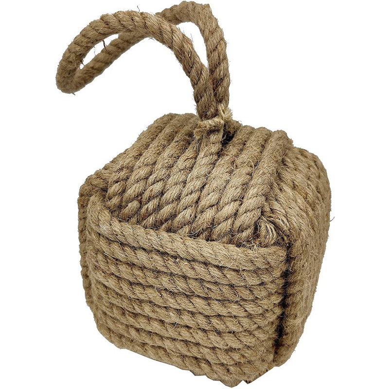 Marseille Monkey Knot Jute Square Rope Door Stopper Handmade Rope Jute (4 lbs.) - Jute