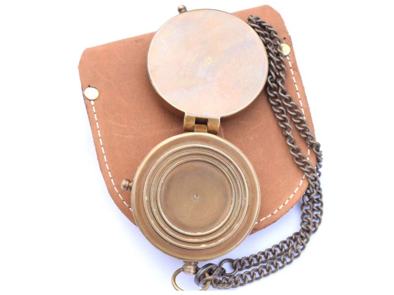 Thoreau’s “Go Confidently” Engraved Brass Compass with Stamped Leather Case | Inspirational Quote Compass | Graduation Gift for Him, Son, Husband | Motivational Adventure Gift