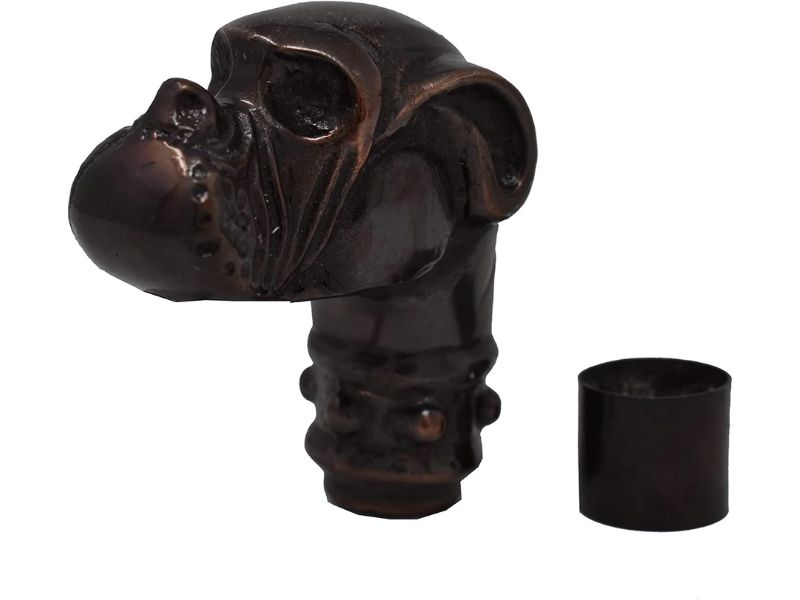 Antique Dog Head Handle Walking Cane – Vintage Style Brass Handle Wooden Stick for Men & Women, 37 Inch Foldable Walking Stick, Collectible Gentleman’s Cane Gift Décor Accessory