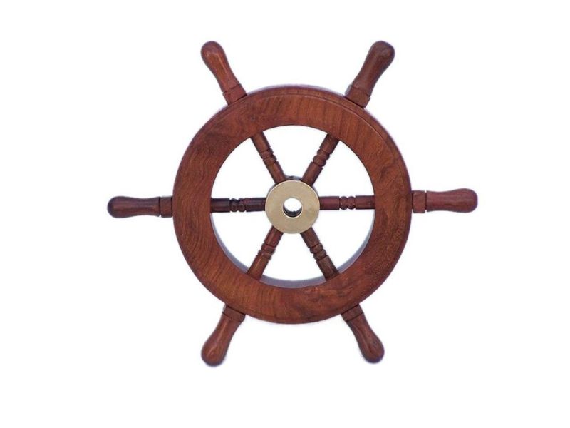 Deluxe Class Wood and Brass Decorative Ship Wheel 6\