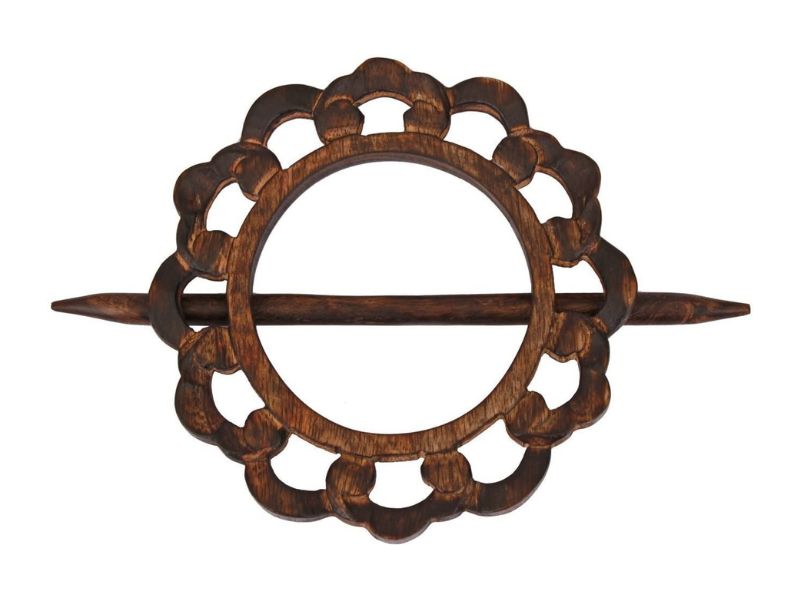 Handcrafted Wooden Curtain Tieback Holders with Stick | Vintage Floral Carved Design | Decorative Drape Holders for Living Room, Bedroom & Home Décor | Boho Window Accessories (Set of 2)