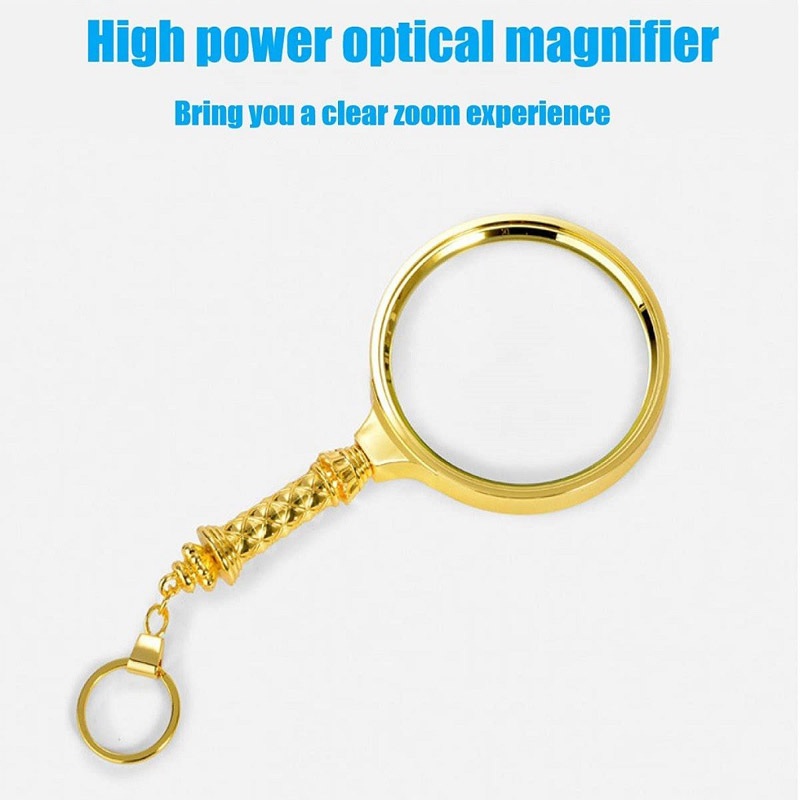 Magnifying Glass, 10x Magnifying Glass for Reading, 90mm Magnifying Glasses, with Golden Metal Frame and Removable Metal Handle, for Reading and Outsdoor Investigation